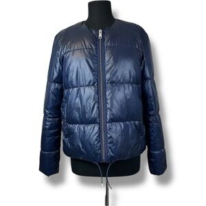 Mango Quilted Puffer Coat Navy Blue M Women’s